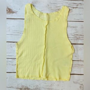 American Eagle Yellow Pointelle Crop Tank Top Size XS